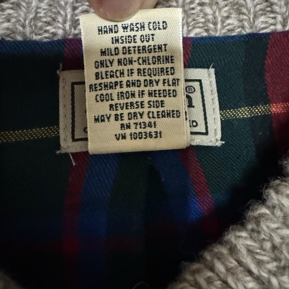 Vintage LL Bean Zip Up Sweater lambswool lining 2XL Heavy Taupe Grey Sweater - Picture 4 of 10